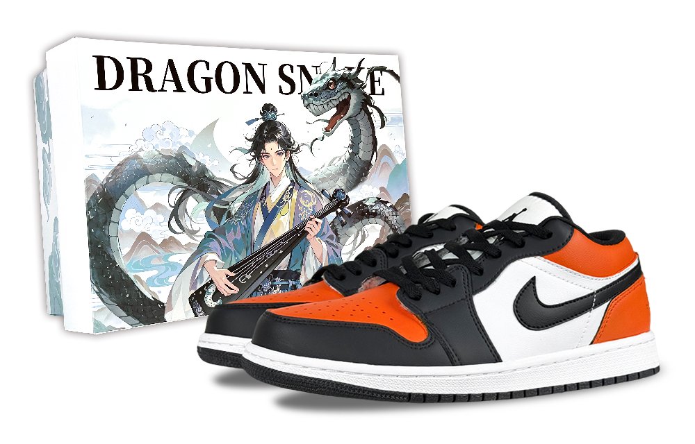 Jordan Air Jordan 1 Reverse Black Orange, Box Abrasion Resistant Low Top Vintage Basketball Shoes Unisex Orange Red