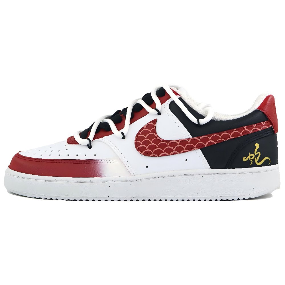 Nike Court Vision 1 CNY Year Of The Snake Anti-Slip Wear-Resistant Low-Top Skateboard Shoes Men's White Black Red