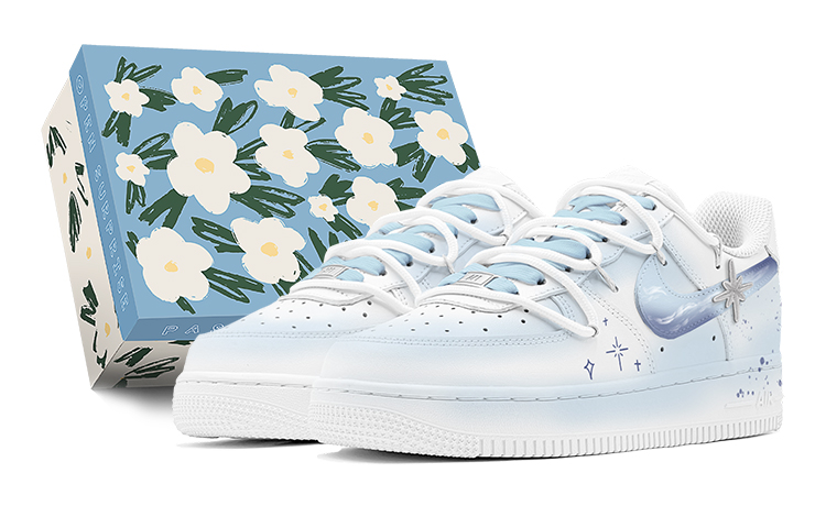 Nike Air Force 1 Low Top Skateboard Shoes GS Blue White