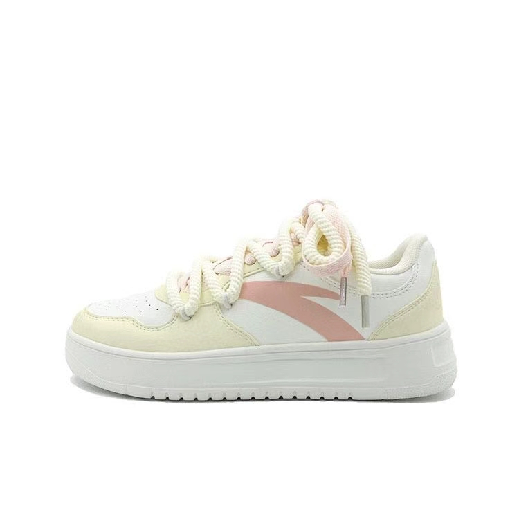 Anta Relaxed Anti Slip Wear Resistant Low Top Skateboard Shoes Unisex Yellow Pink