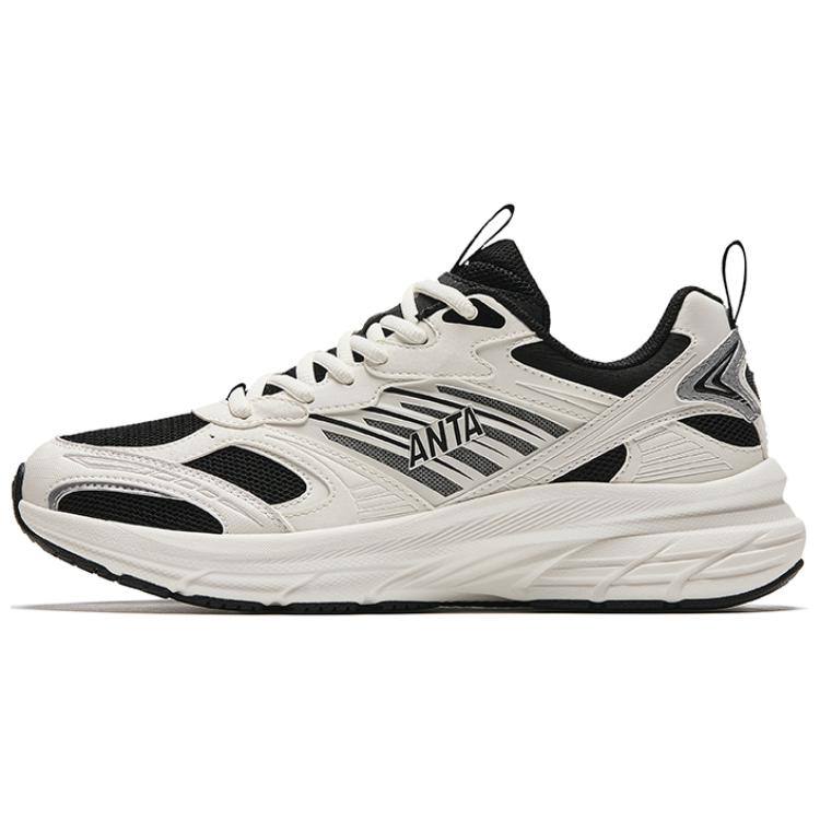 Anta Cushioning Wear-Resistant Low-Top Running Shoes Men's White Black