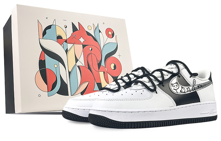 Nike Air Force 1 Cushioning Wear-Resistant Low-Top Skateboard Shoes Men's Black White