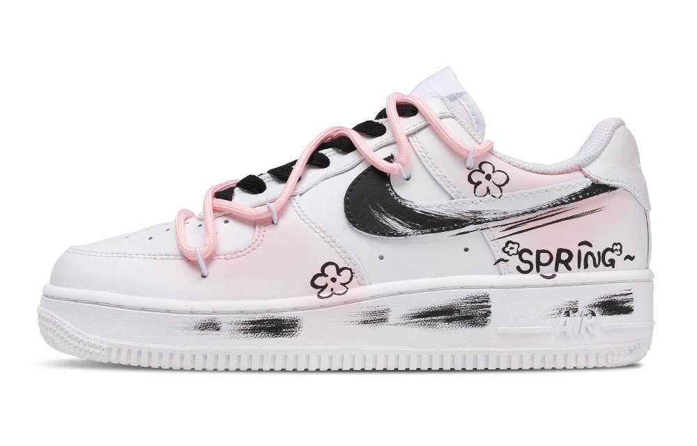 Nike Air Force 1 Spring Blossoms Abrasion Resistant Low Top Vintage Basketball Shoes Unisex White