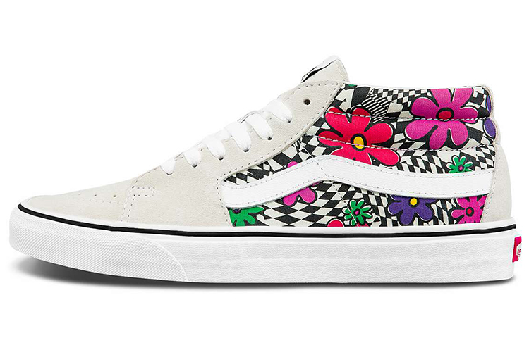 Vans SK8 Mid Flower Plaid White/Grey Women's
