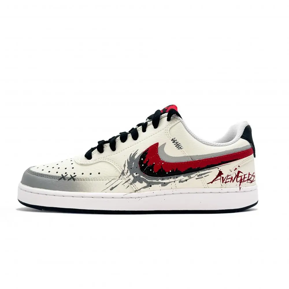 Nike Court Vision 1 Avengers Abrasion Resistant, Lightweight, And Breathable Low top Skateboard Shoes Men's Beige Gray