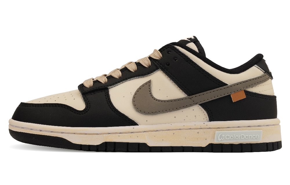 Nike Dunk Non slip Lightweight Low Top Skateboard Shoes Unisex Beige Black
