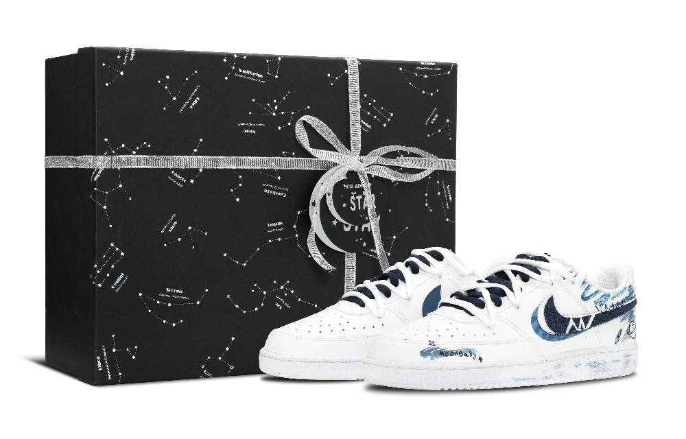 Nike Court Vision Low Anti Slip Wear Resistant Low Top Skateboard Shoes Men's White Blue