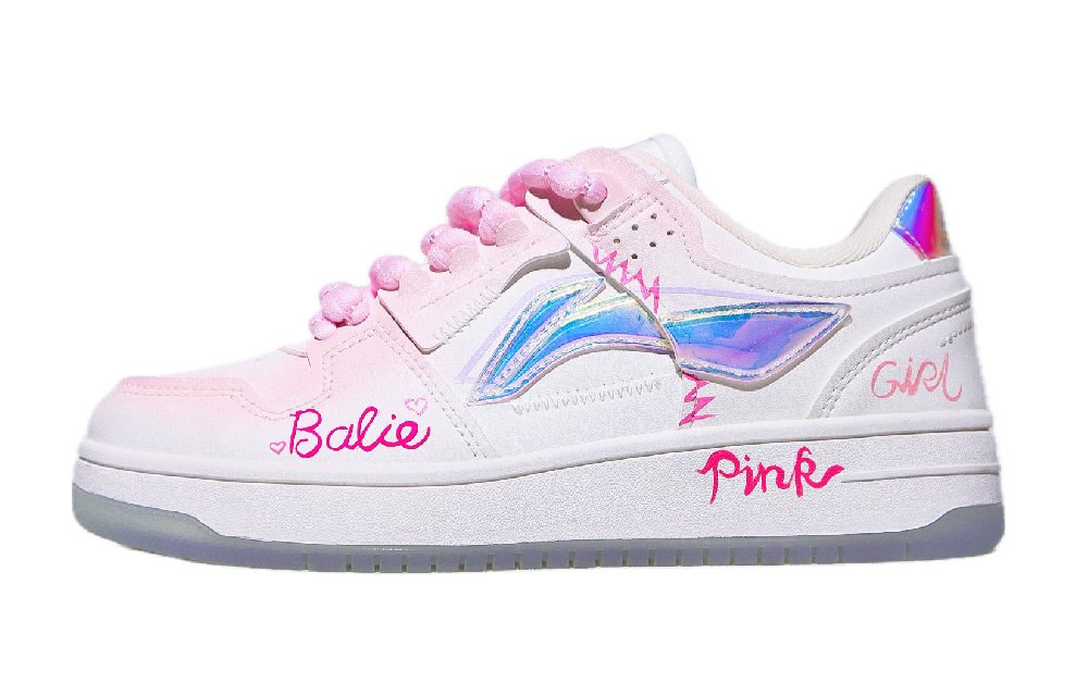 LiNing Tianji Abrasion Resistant, Lightweight, And Breathable Low top Skateboard Shoes Women's White Pink