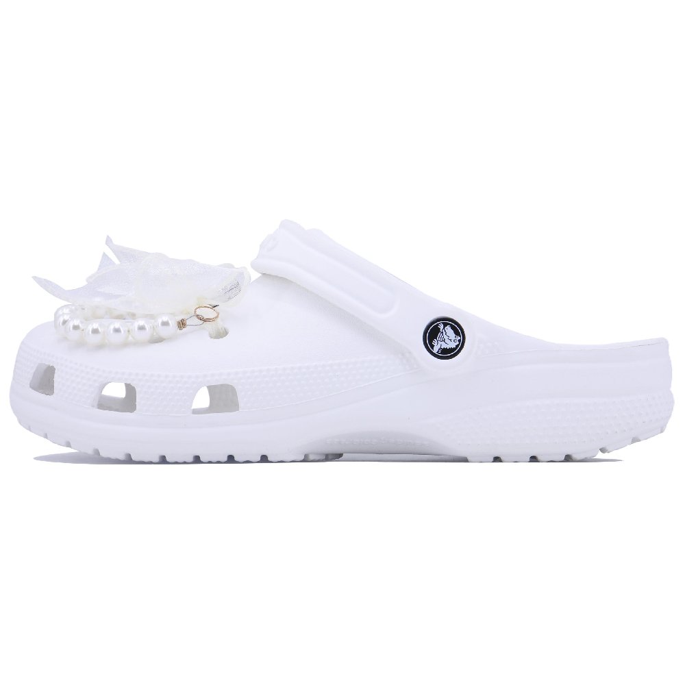 Crocs Classic Clog Pearl Butterfly Heart Shimmer SDS Clogs Unisex White