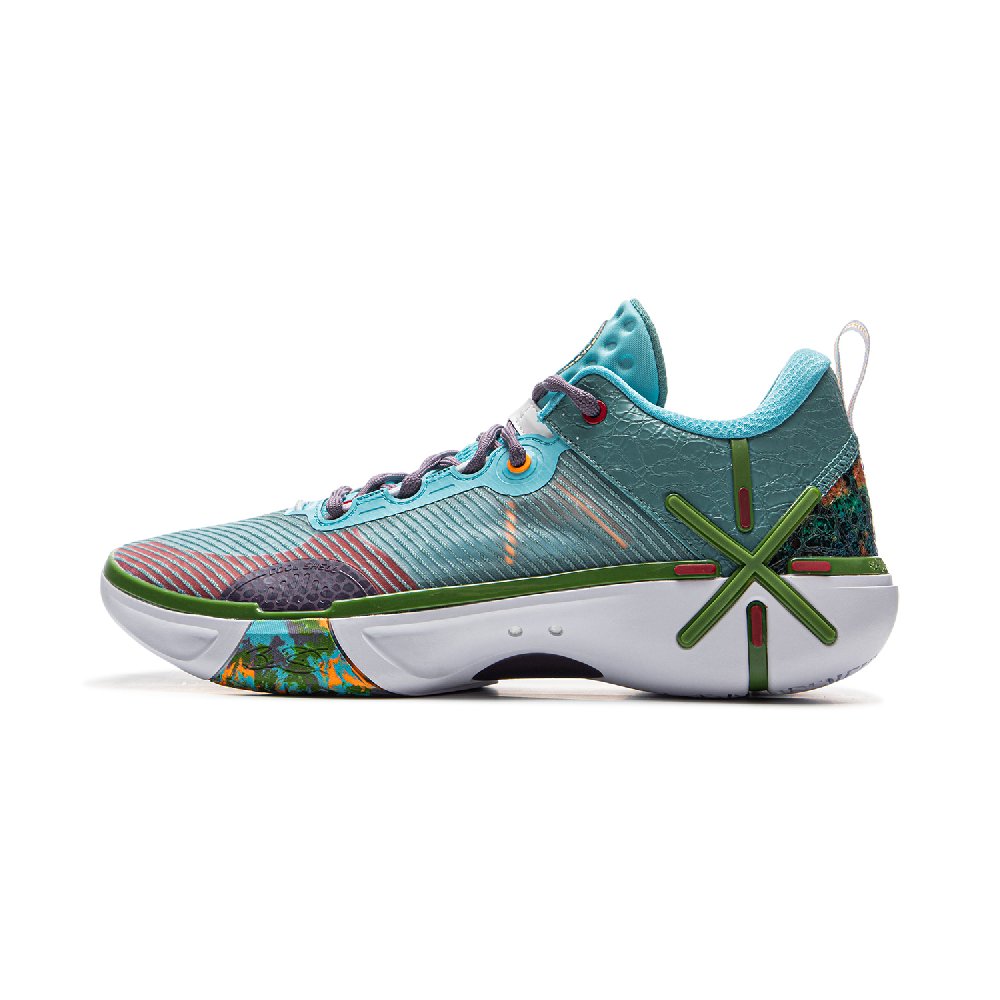 LiNing Wode Phantom 6 Anti Slip Wear Resistant Low Top Basketball Shoes Men's Blue Green