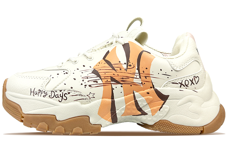MLB Big Ball Chunky Low-Top Chunky Sneakers Unisex Beige Orange