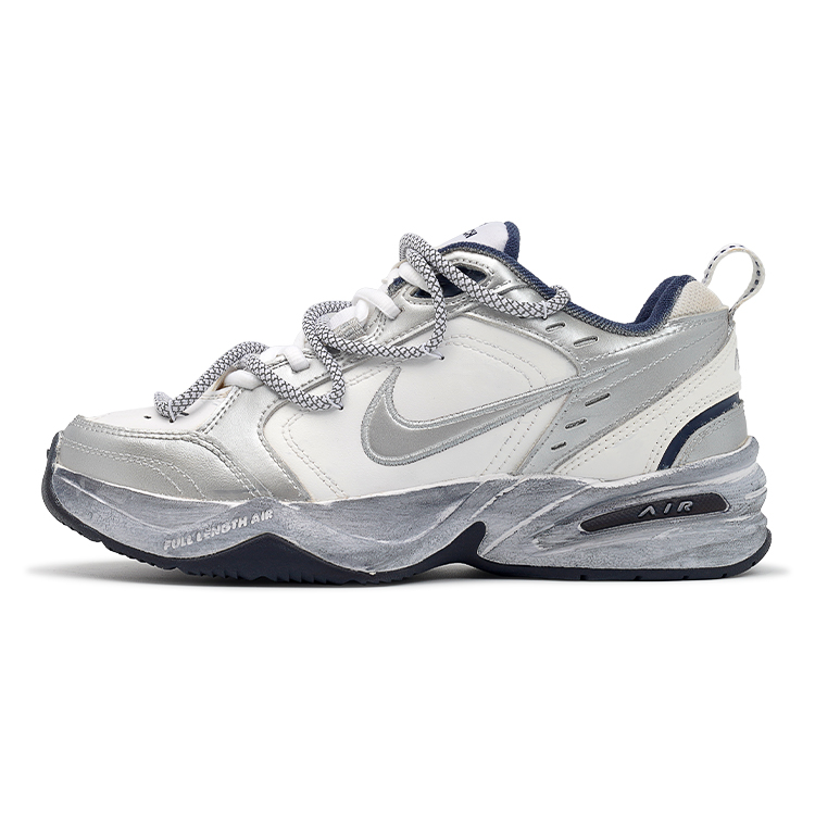 Nike Air Monarch 4 Breathable Moisture Wicking Coverage Low Top Chunky Sneakers Unisex Silver