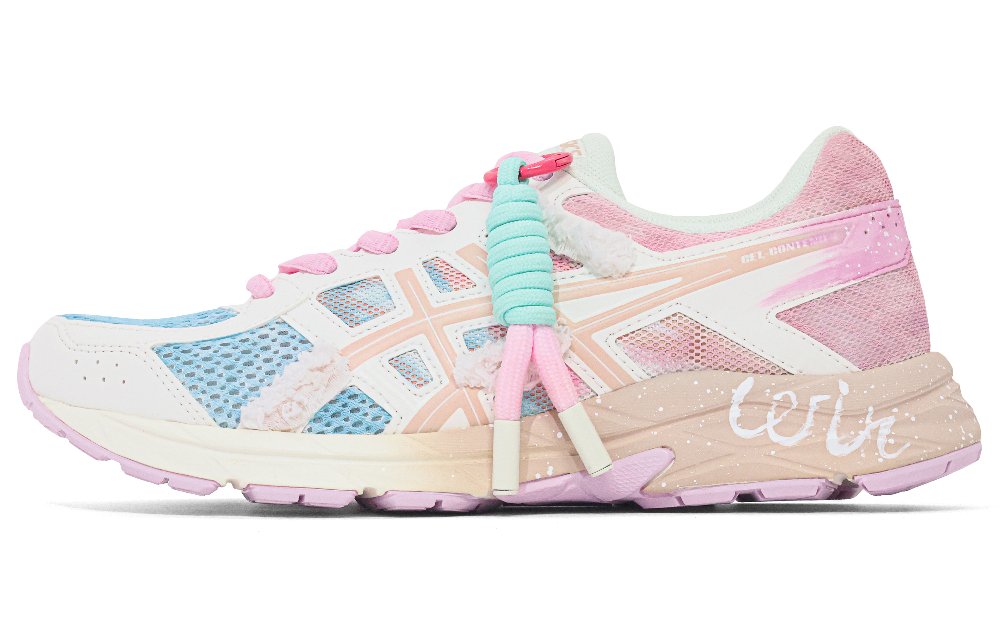 Asics Gel-Contend 4 Anti-Slip And Wear-Resistant Breathable Low-Top Running Shoes Women's Pink Blue