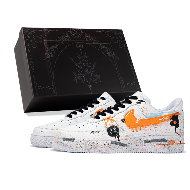 Nike Air Force 1 Low-Top Skateboard Shoes Women's Orange White