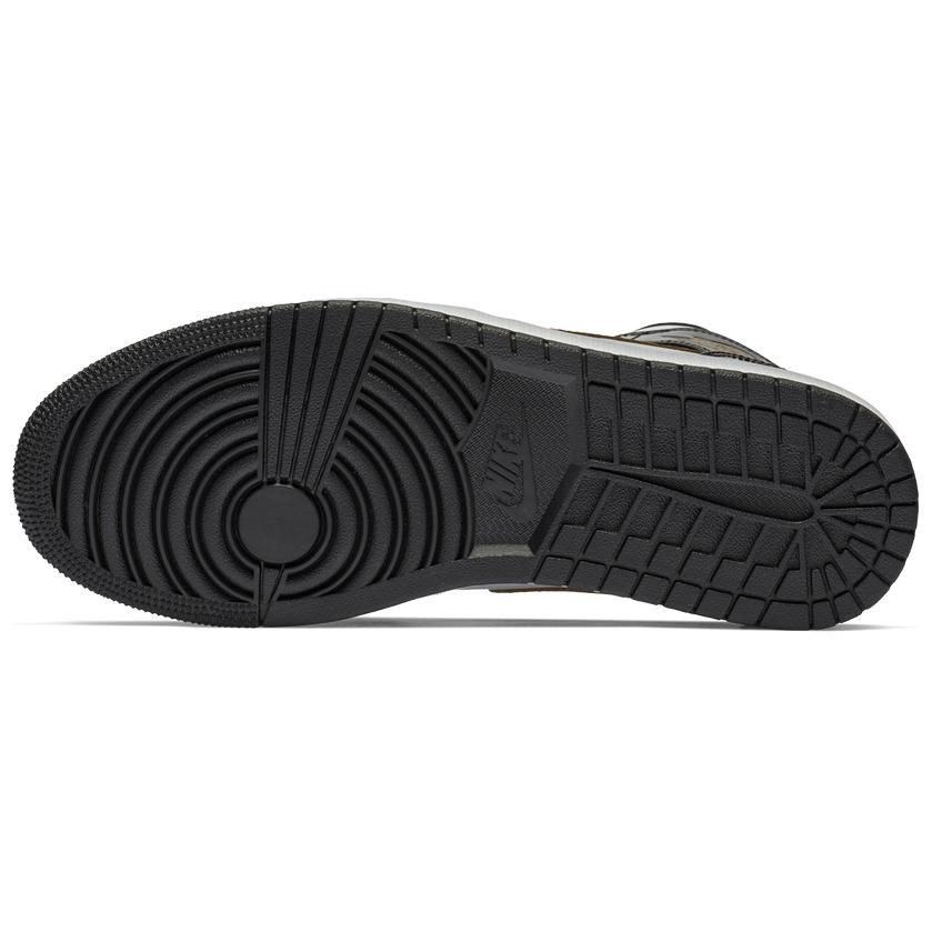 Jordan 1 Mid Patent Black White Gold купить в интернет-магазине Yoocart с быстрой доставкой по России.