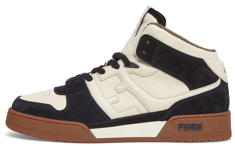 FENDI Mid Top Stylish Skateboarding Shoes Men's White Black