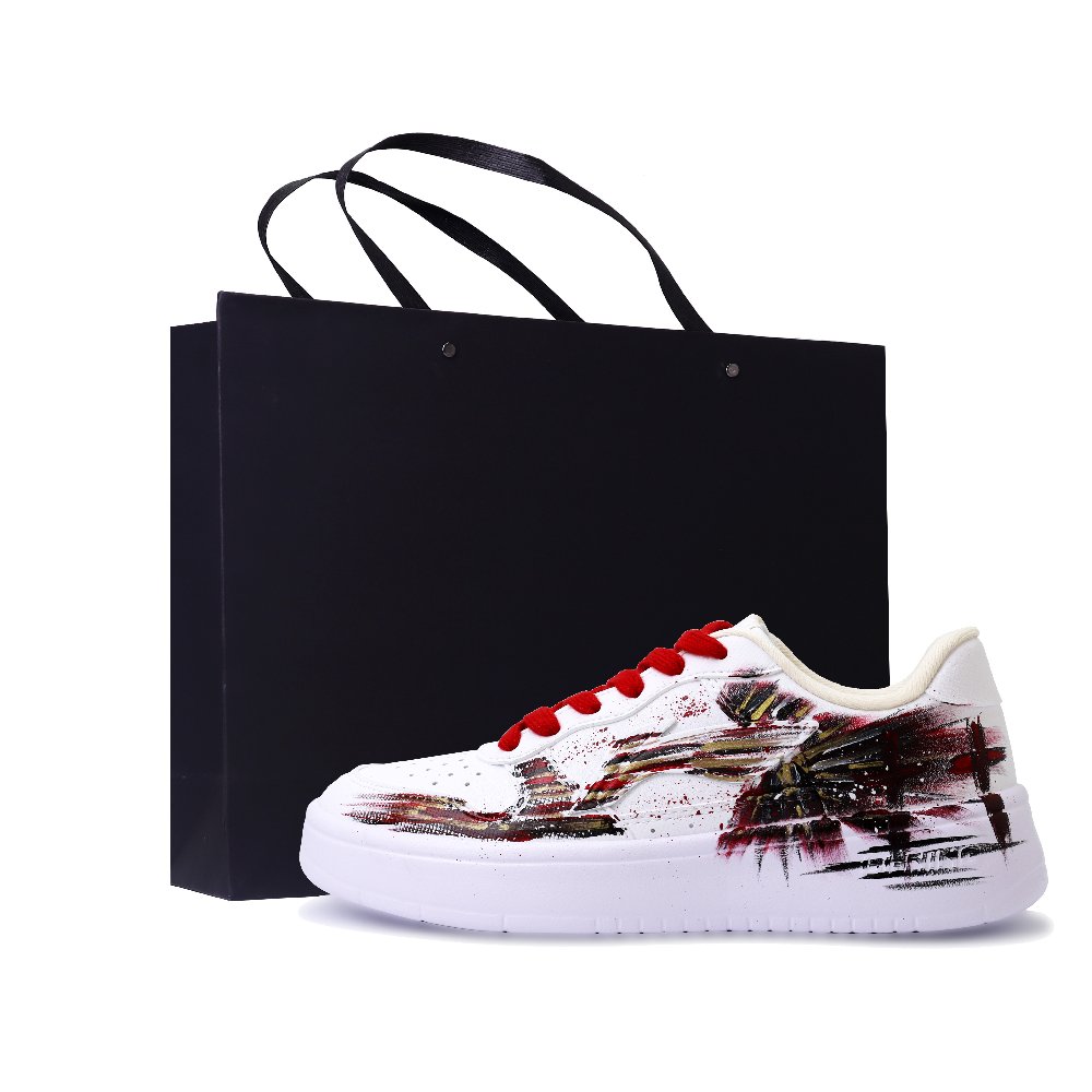 LINING Pontoon Boats Skateboard Shoes Unisex Low top White Black Red Gold