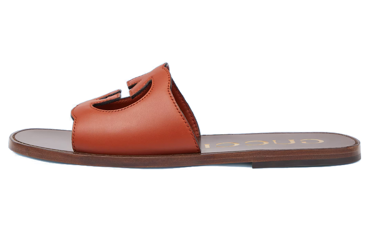 GUCCI Interlocking Slide Slippers Men's Brown