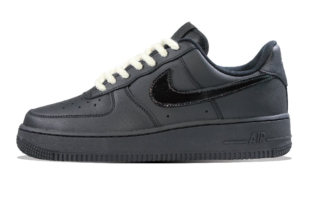 Nike Air Force 1 Dark Power, Air Force 1 Cushioning, Wear Resistant Low Top Skateboard Shoes Unisex Black