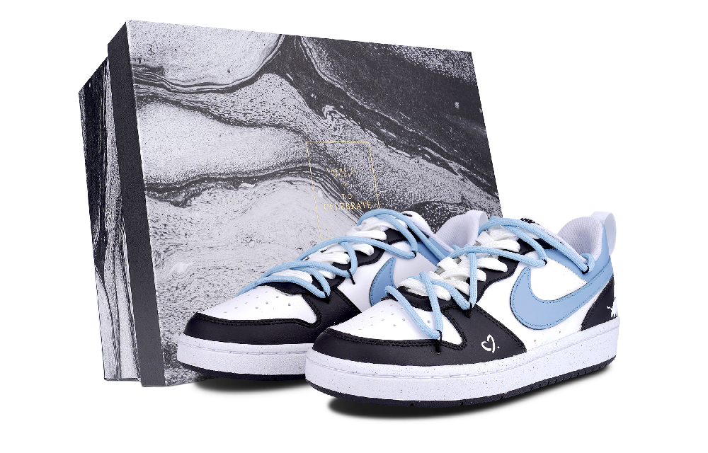 Nike Court Borough Series Slip Resistant Low Top Skateboard Shoes GS Black Blue