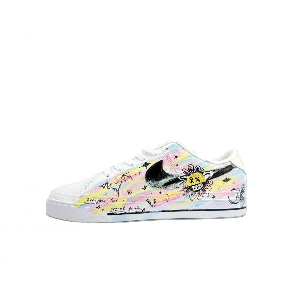 Nike Court Legacy Rainbow Abrasion Resistant Low Top Skateboard Shoes Unisex Pink