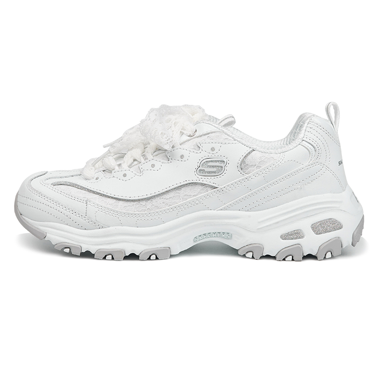 Skechers D'LITES 1.0 Cushioning, Abrasion Resistant, Height Increasing Low top Chunky Sneakers Women's White