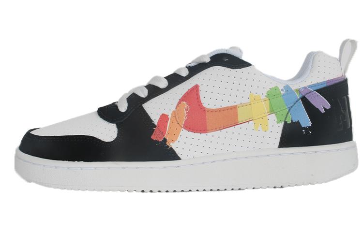 Nike Court Borough Low-Top Skateboard Shoes Men's Black White Red