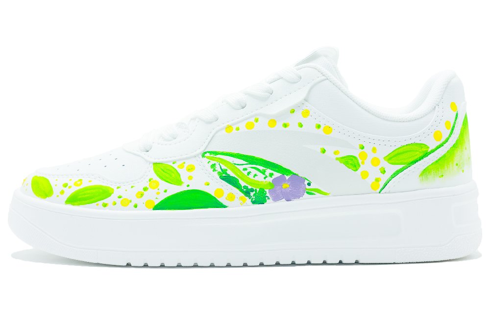 Anta Slip Resistant, Abrasion Resistant, Lightweight Low Top Skateboard Shoes Women's White Green Yellow
