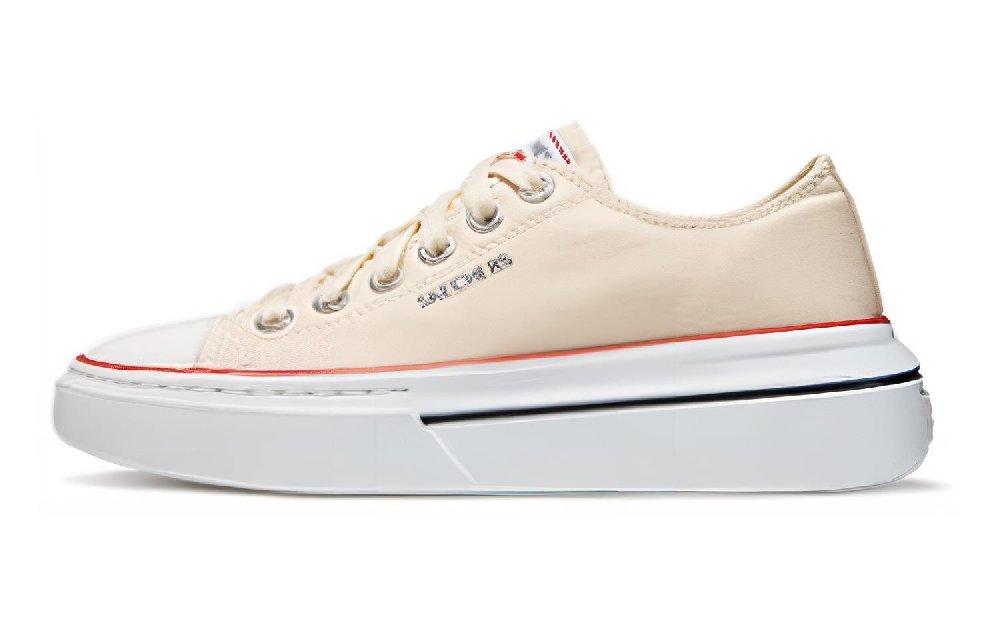 Skechers Abrasion Resistant Shock Absorbers Low Top Canvas Shoes Women's White Brown