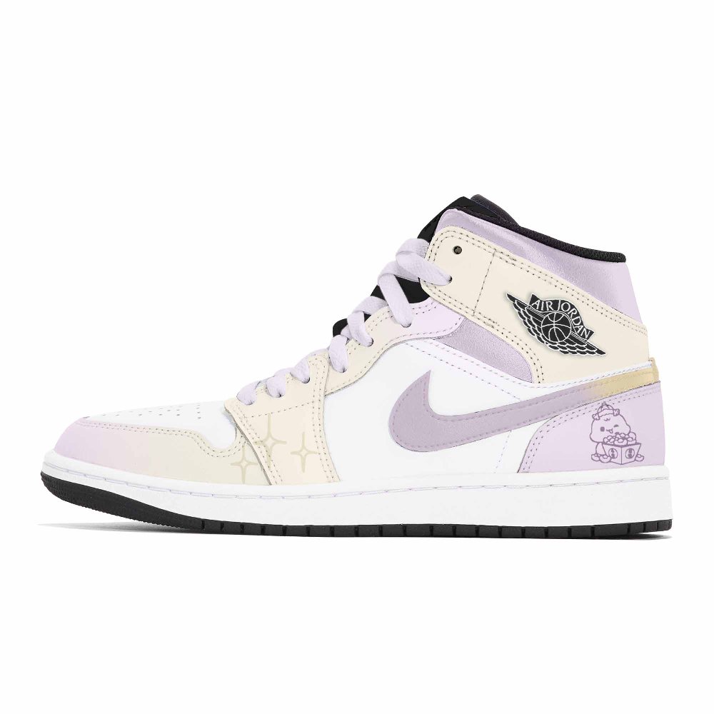 Jordan Jordan 1 Wear-resistant And Lightweight Mid-Top Vintage Basketball Shoes Unisex Pink Purple