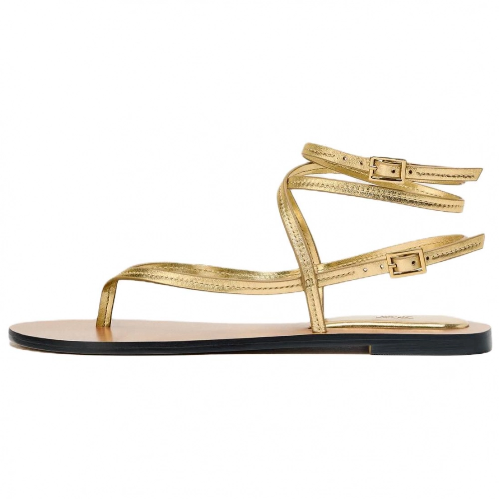 ZARA One Strap Sandals 1cm Women's Gold