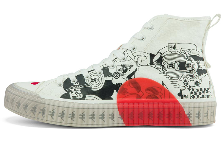 LALA COMPANY X x Kappa LALA COMPANY Wear-resistant And Lightweight High-Top Canvas Shoes Unisex White