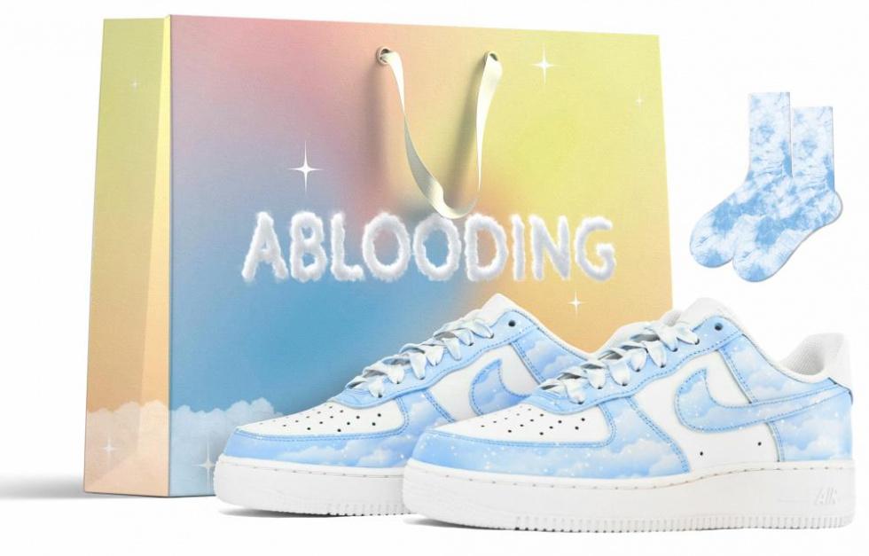 Nike Air Force 1 Low ABLOODING Low-Top Skateboard Shoes Women's Blue