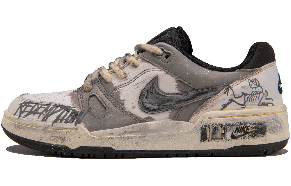 Nike Full Force Anti-Slip Wear-Resistant Low-Top Skateboard Shoes Men's Brown White