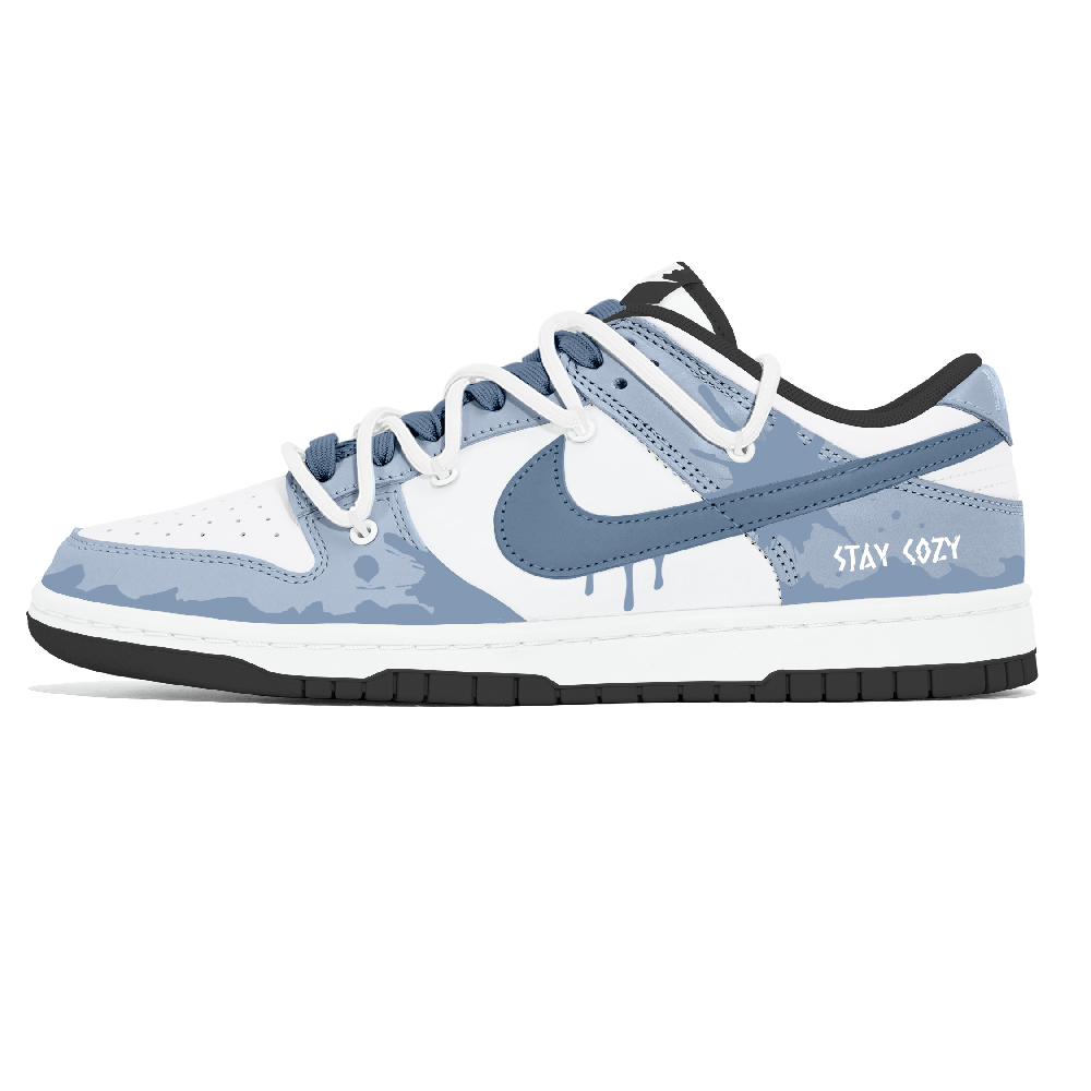 Nike Dunk Abrasion Resistant Low Top Skateboard Shoes Unisex Blue White
