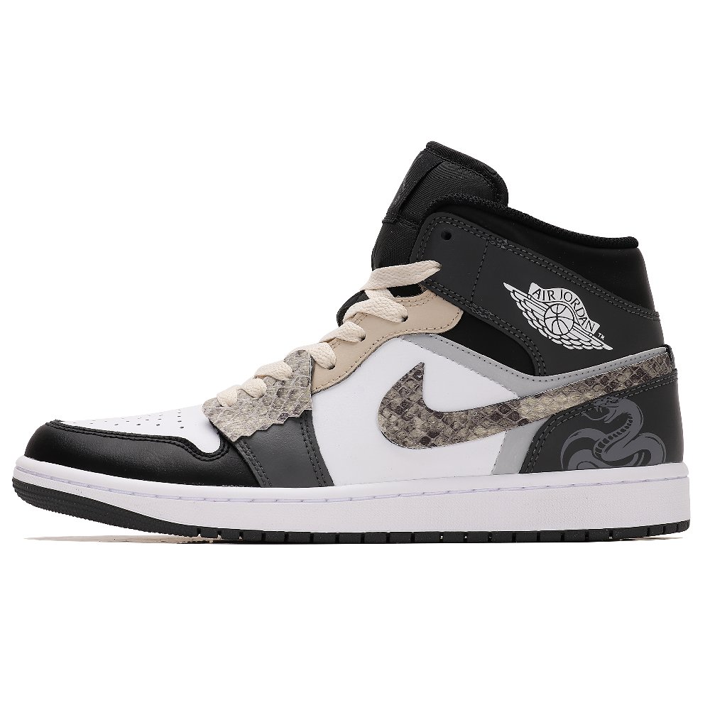 Jordan Air Jordan 1 Wear-Resistant Mid-Top Vintage Basketball Shoes Unisex Black Brown