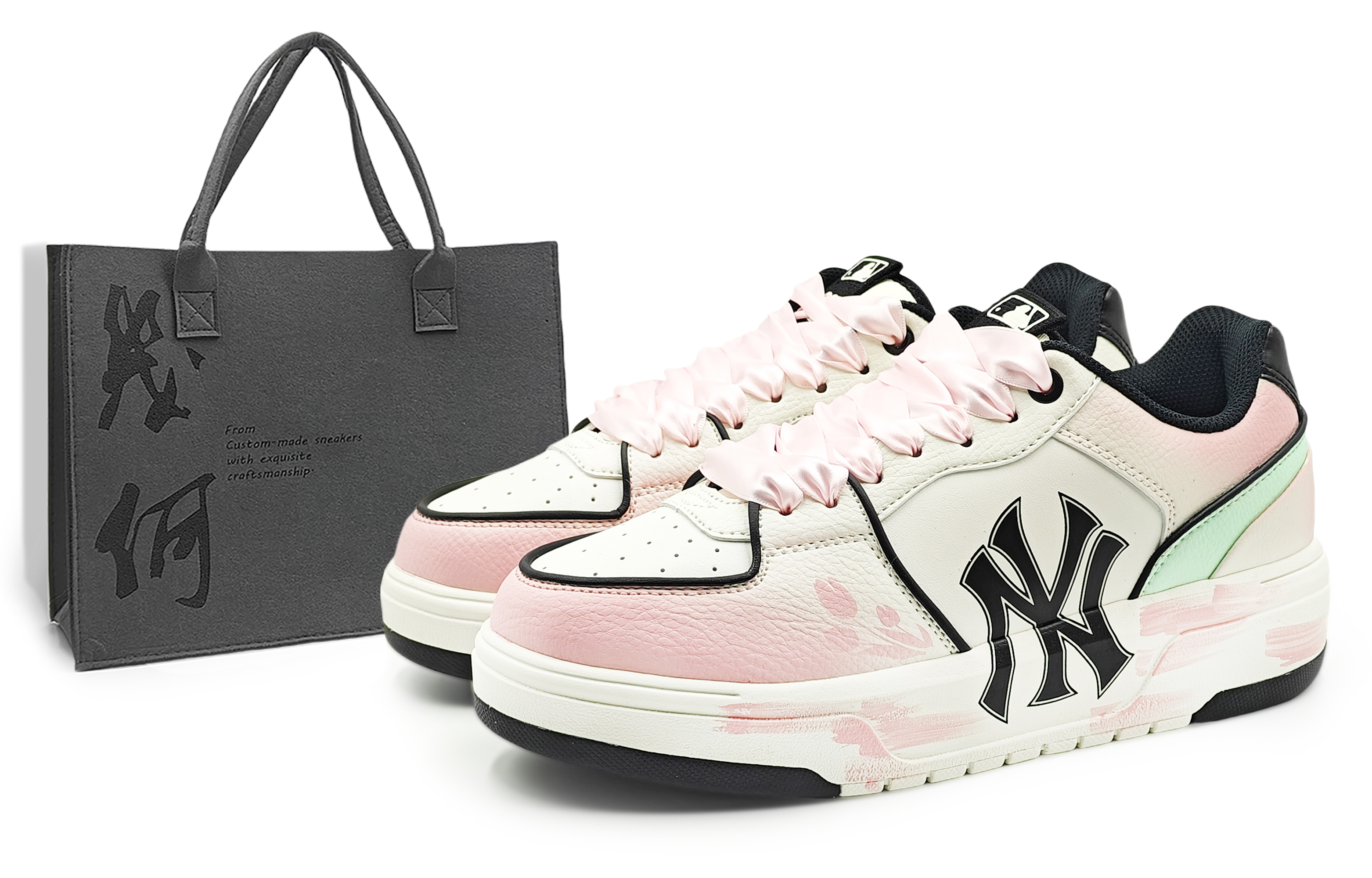 MLB Chunky Liner Abrasion Resistant Low Top Skateboard Shoes Unisex Pink Green