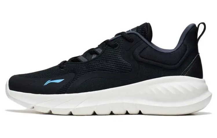 LiNing EasyFit Fle Abrasion Resistant Breathable Cushioning Low top Running Shoes Men's Black Blue