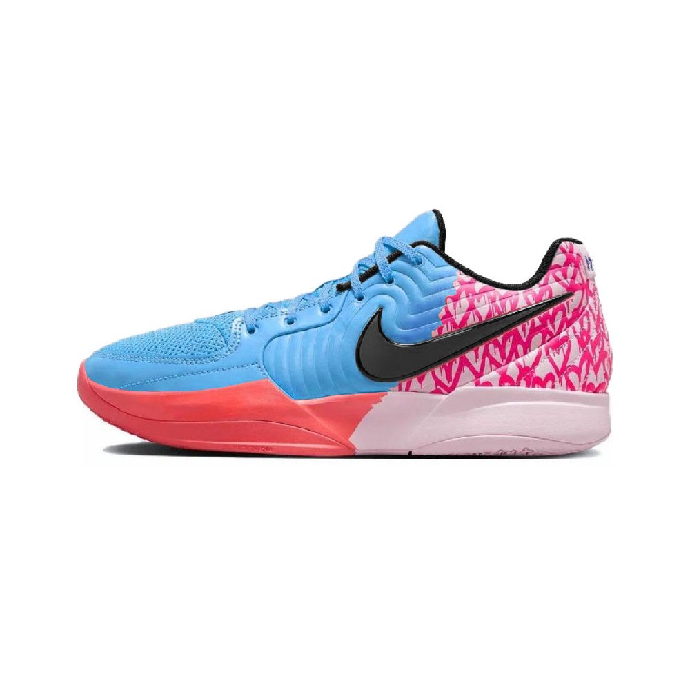 Nike Ja 2 Anti Slip Wear Resistant Low Top Basketball Shoes Unisex Blue Pink
