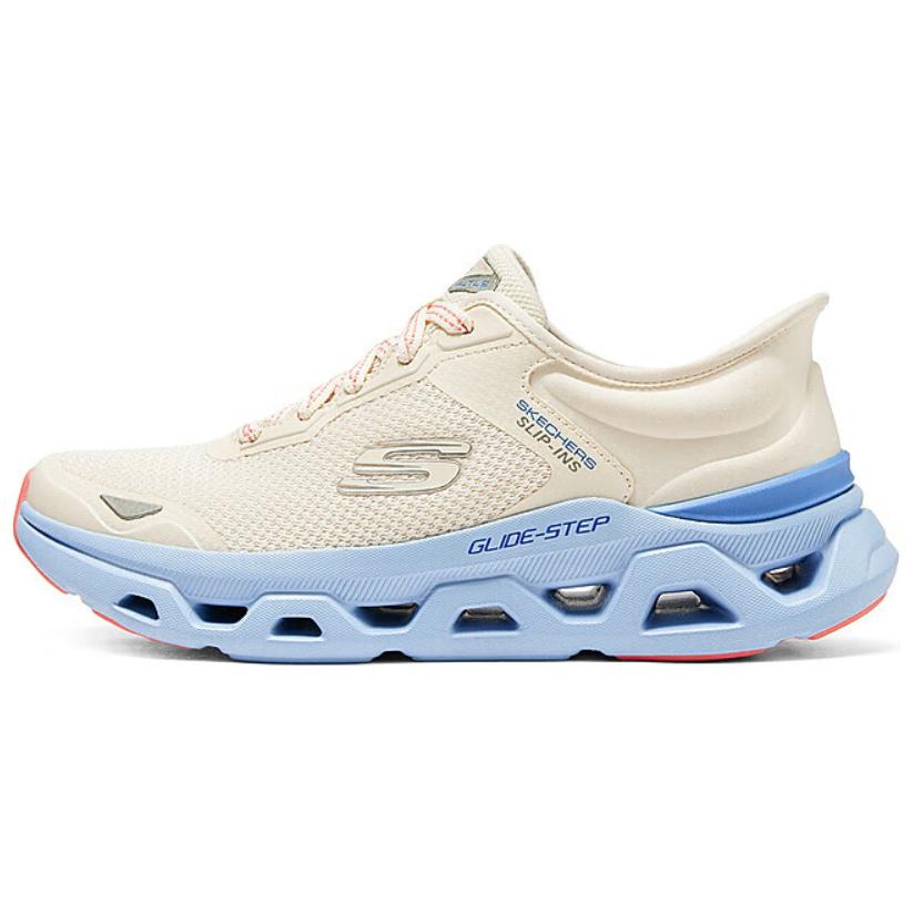 Skechers Glide Step Anti-Slip Wear-Resistant Low-Top Casual Shoes Women's Beige Blue