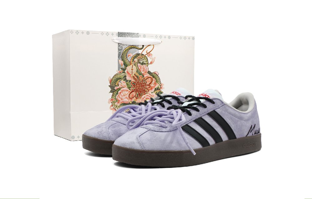 Adidas Neo VL Court Lifestyle Twilight Anti Slip Wear Resistant Low Top Skateboard Shoes Unisex Black Purple