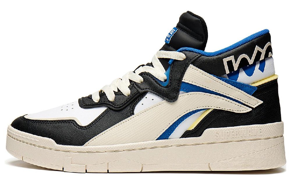 LiNing Mid Prm Slip Resistant, Abrasion Resistant, Lightweight Mid Top Skateboard Shoes Men's Black Blue
