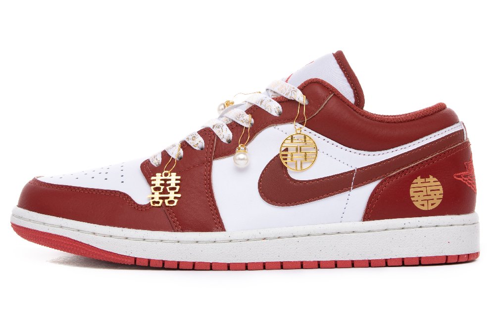 Jordan Air Jordan 1 Low-Top Vintage Basketball Shoes Men's White Red Gold