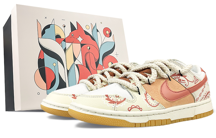 Nike Dunk Slip-Resistant Cushioning Wear-Resistant Low-Top Skateboard Shoes Unisex White Red