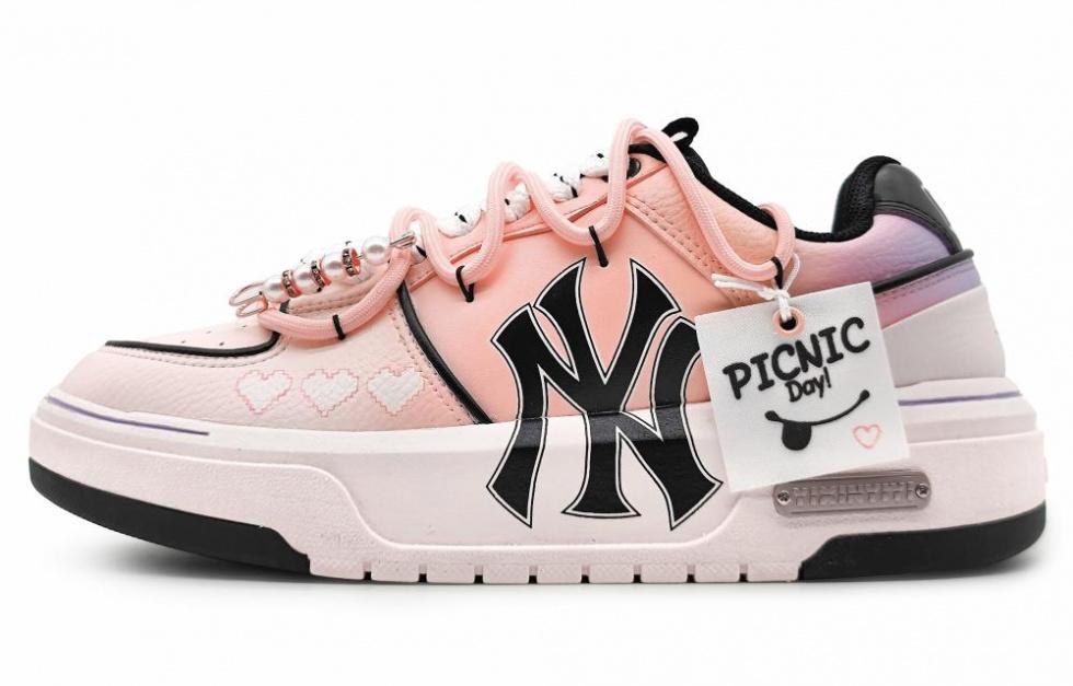 MLB Chunky Liner Wear-Resistant Height Increasing Low-Top Skateboard Shoes Unisex Pink Purple