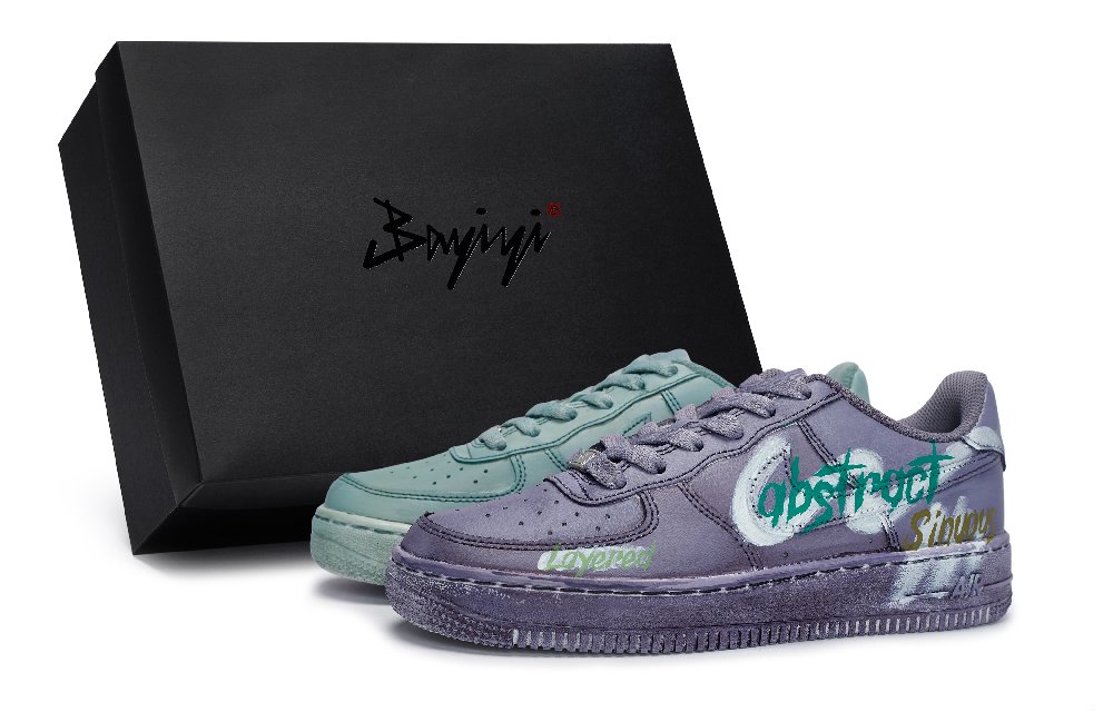 Nike Air Force 1 Anti-Slip Wear-Resistant Low-Top Skateboard Shoes Unisex Purple Green