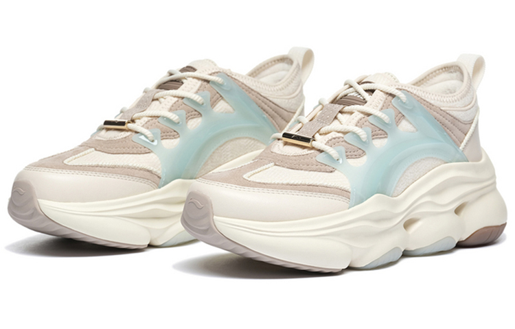 LI-NING 1990 Anti-Slip Wear-Resistant Low-Top Sports Casual Shoes Women's White Blue