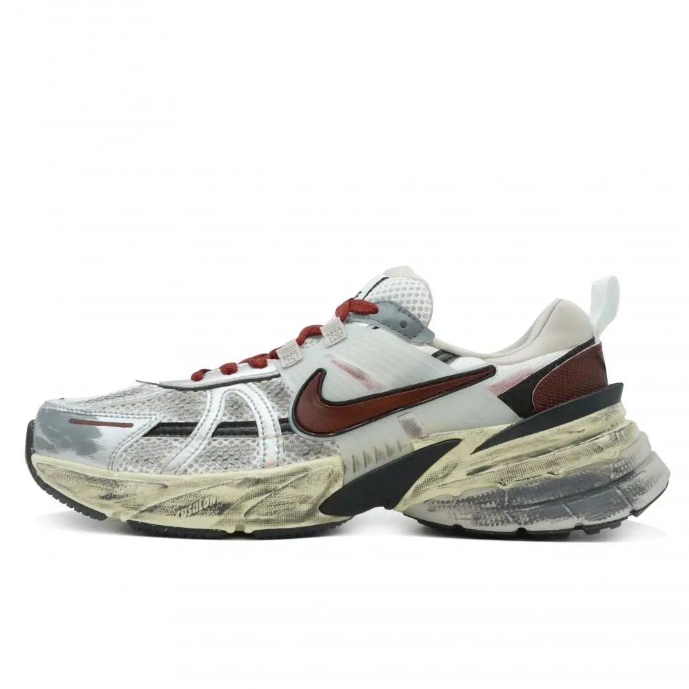 Nike V2K Run Cushioning Abrasion Resistant Breathable Low Top Running Shoes Women's Red Gray