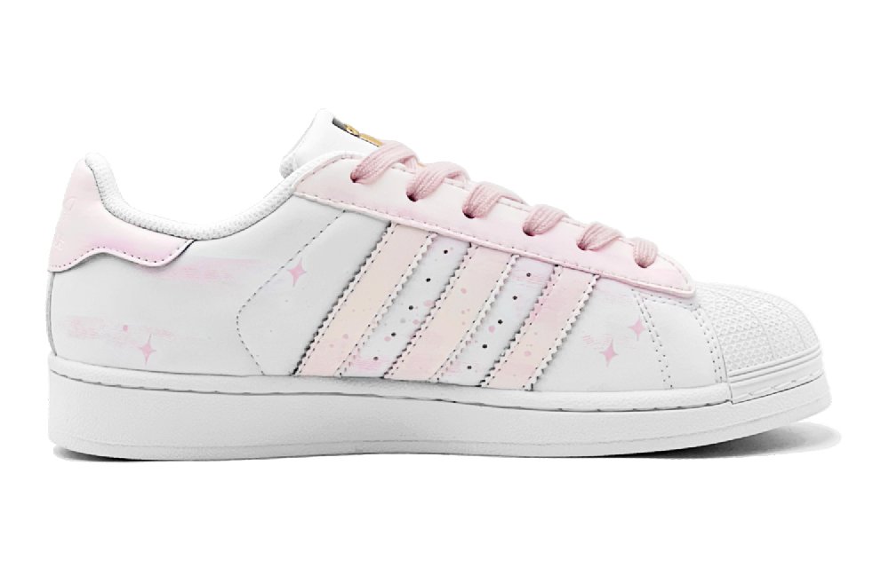 Adidas Originals SUPERSTAR Lively Butterfly Dance Sweet Pink Slip-Resistant Low-Top Casual Skateboard Shoes Unisex Pink