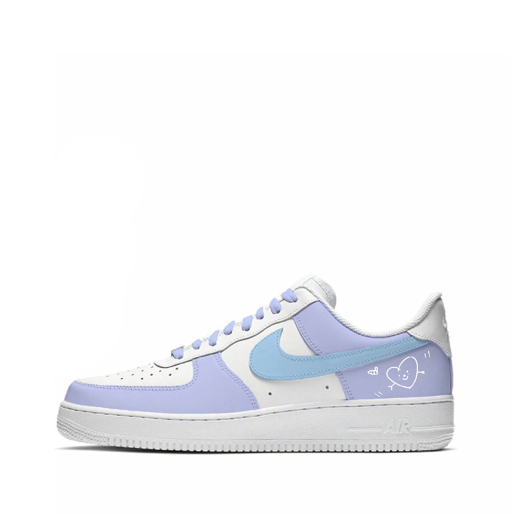 Nike Air Force 1 Blue Mood Abrasion Resistant Low Top Skateboard Shoes Unisex White Blue Purple